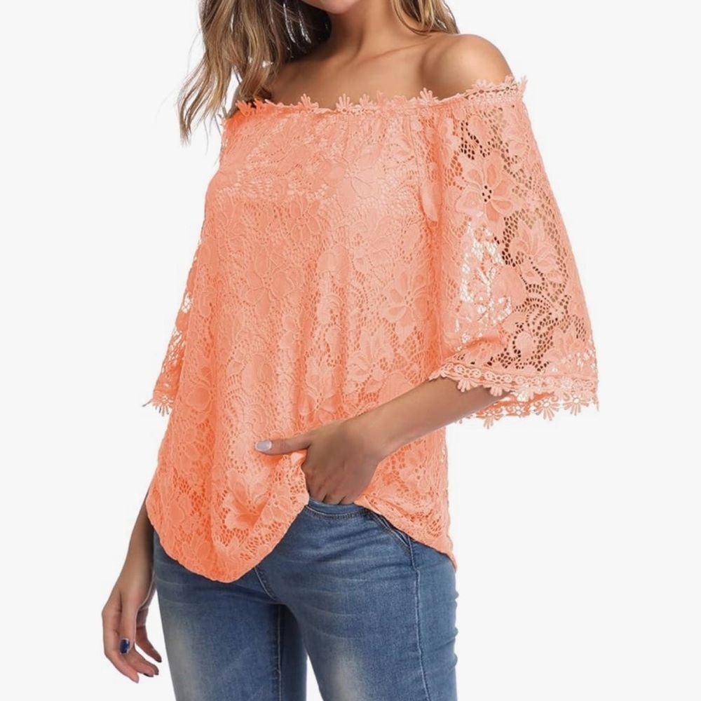 Miholl coral/pink lace top in size small - Picture 2 of 10